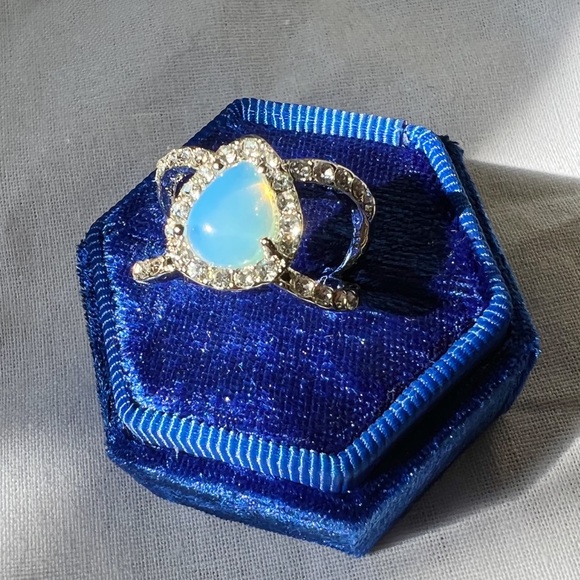 Opalite and CZ Silver Ring - Picture 2 of 3